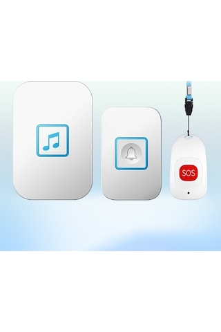 Cacazı C86 Kablosuz Sos Çağrı Cihazı Kapı Zili Yaşlı Adam Çocuk Acil Durum Alarmı Uzaktan Çağrı Zili, Ab Tak Beyaz A