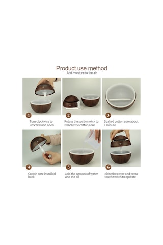 Tenfowee Usb Şarjlı 130ml Ahşap Desenli Nemlendirici Ve Aromaterapi Cihazı, 7 Renk Led Işık, 10-20m² Oda İçin