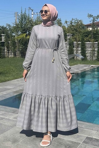 Rabia Şamlı Seda Gri Elbise Normal