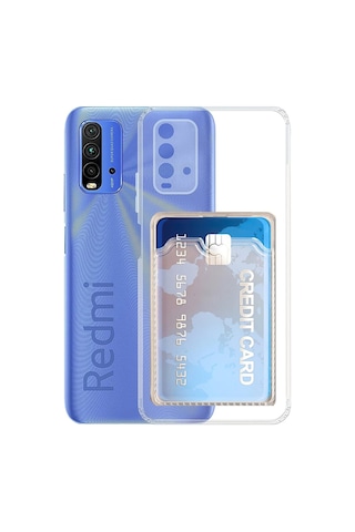 Kvy Xiaomi Redmi 9t Kamera Korumalı Kartlıklı Setra Şeffaf Silikon Kılıf