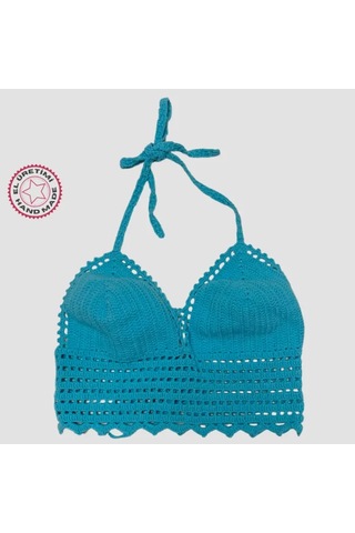Uretti - Aslı 5776 - El Yapımı Turkuaz Crop Top