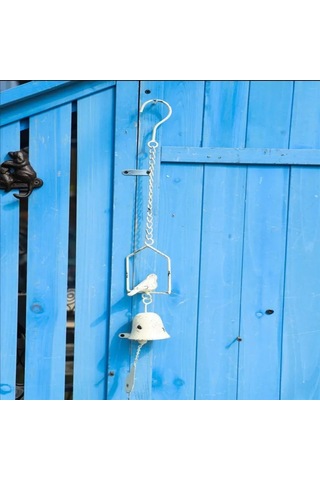 Yunboo Günlük Bahçe Dekorasyonu Kuş Desenli Demir Çanak Çanak, Doğa Sesleriyle Zenginleştirici, İç Ve Dış Mekanlar İçin Asılı Dekor, Retro Beyaz