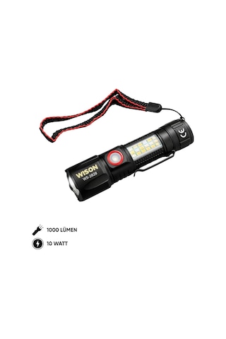 Usb Şarj Edilebilir El Feneri - Wison - 1000 Lümen - 10 Watt - Ws-2828 Çok Renkli
