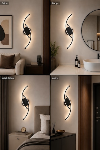 AvizeGO Bero Modern Led Duvar Apliği Günışığı Siyah