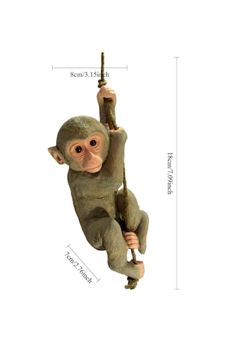 Ev Dekorasyonu İçin Reçine Asılı Maymun Halatlı Gösteri Parçası - Kahverengi