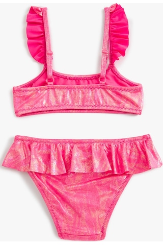 Koton Bikini Takımı Parlak Askılı Fırfırlı Fuşya 4skg00011mm Fuşya
