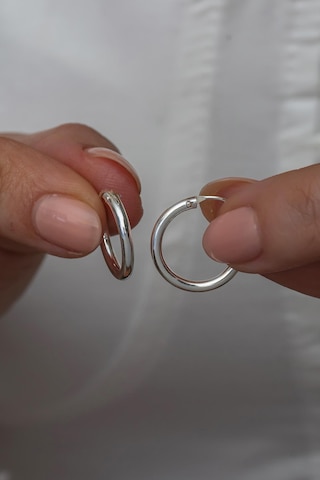 925 Ayar Gümüş Rodyumlu 14 Mm Halka Küpe Rodyum