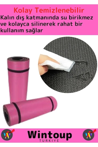 Premium Seri Çift Taraflı Su Geçirmez Taşıma Askılı Kamp Uyku Matı Minder Yoga Pilates Pembe Kalın Çok Renkli
