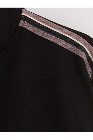 Lcw Everyday Siyah Şeritli Soft Touch Kadın Sweatshirt Tunik