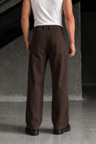 Tarz Cool Erkek Baggy Fit Old Money Cep Detaylı Pantolon Kahverengi