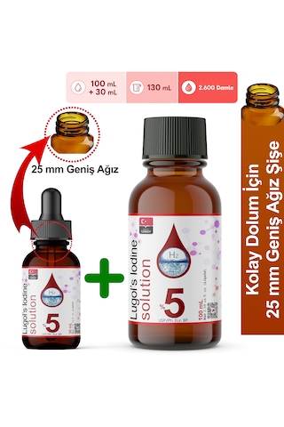 Lugol Çözeltisi %5 130 Ml Kolayca Doldur Sınırsız Kullan Lügol Cam Damlalıklı Geniş Ağız Şişe,pharma Grade