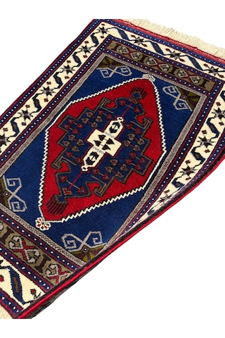 El Dokuma Sıfır Obruk Halısı 82x125 Lacivert Yün Kalın Halı