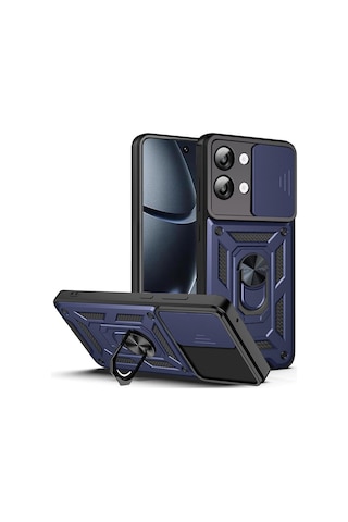Xiaomi Poco X8 Pro Max İle Uyumlu Kılıf Magnetik Standlı Kamera Korumalı Sürgülü Kapak Lacivert
