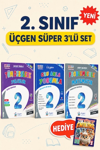 2.sınıf - Üçgen Süper Üçlü Tüm Dersler + Oku Anla + Problemler+hediye Smiling Practice