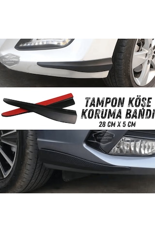 Üniversal Her Araca Uyumlu Esnek Tampon Köşesi Koruma Bandı Tampon Köşe Koruyucu Şerit Yumuşak Bant 2 Parça Siyah 28 Cm 00 Şüscaroto Aksesuar