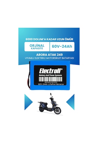Arora Atak 249 Uyumlu Batarya Standart Kapasite Lifepo4 60v 24ah
