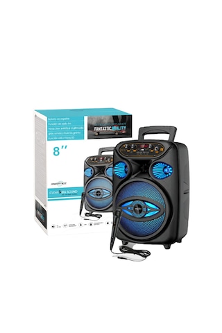 Rgb Mikrofonlu Şarjlı Taşınabilir 8" Kablosuz Bluetooth Hoparlör Speaker