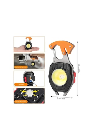 Q-max Çok Fonksiyonlu Mini Led Lamba Anahtarlık Ve Çakmak Usb Şarjlı Kamp İçin Taşınabilir Tam 7 Modlu Siyah