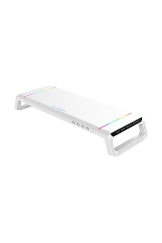 Ice Cooler T1 Laptop Sehpası Rgb Işıklı Mönitör Standı Ekran Altlığı 4 Usb Hub Telefon Tutuculu Çekmeceli Mönitör Yükseltici Katlanabilir Yükseklik Ayarlı Altlık 30kg Taşıma Kapasiteli