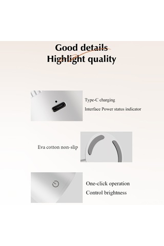 Ranyeek Beyaz Manyetik Usb Şarjlı Lamba - Güneş Batımı Projeksiyonu, El Feneri, 3 Seviye Dokunmatik Aydınlatma, 2000mah Pil, Göz Koruyucu Beyaz