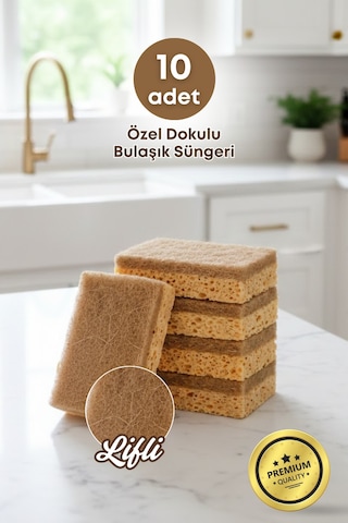 Grimorlife 10 Adet Lifli Düz Bulaşık Süngeri Özel Dokulu Dayanıklı Pinterest Mutfak Temizlik Süngeri Seti