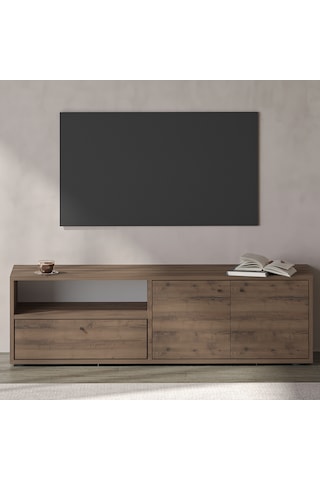 Pao Kapaklı Minimal TV Sehpası – 136 cm, Antik Ceviz
