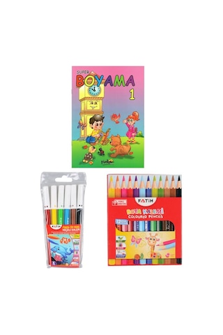 Pinokyo Yayınları Boyama Kitabı Ve Fatih Boya Kalemleri Set