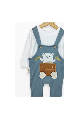 Kidskingdom Mavi Renk Erkek Bebek & Çocuk Pamuklu 2 Parça Tulum Mavi