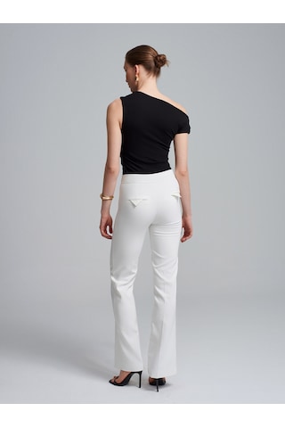 Dilvin 72641 Çan Paça Pantolon-beyaz Beyaz