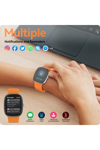 Reedark Anyloop Alw1 Spor Akıllı Saat - 1.69" Ekran, 24/7 Kalp Atımı Ve Spo2 İzleme, Uyku Takibi, Adım Ve Kalori Sayacı, Ip67 Su Geçirmezliği - Turuncu