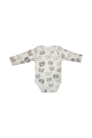 Babysena Ayıcık Desenli Erkek Bebek Bodyli 3 Lü Takım Bej