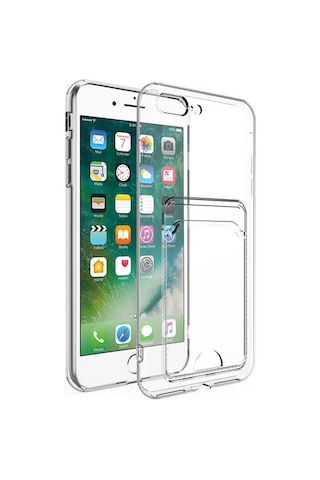 Apple Uyumlu iPhone 8 Kılıf Kartlıklı Şeffaf Zore Setra Clear Silikon Kapak Renksiz