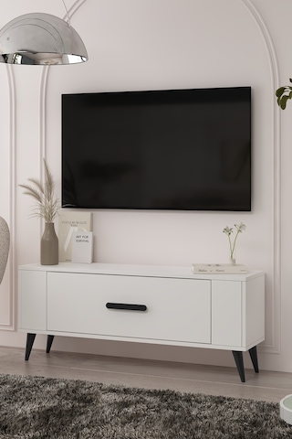Tv1338ct Retro-128 Tv Sehpası Beyaz-siyah Beyaz-siyah