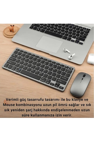Coofbe Premium 2.4g Kablosuz Bluetooth Klavye Mouse Seti Şarj Edilebilir Telefon Tablet Laptop Klavye Seti