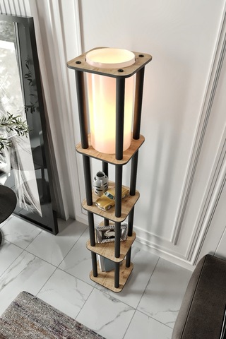 Estantes Kare Raflı Lambader Safir Meşe Şapka Rengi