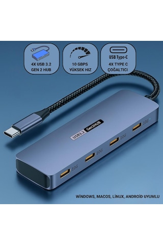 Coofbe Usb 3.2 Gen 2 Hub 10gbps 4in1 Type-c Çoğaltıcı Adaptör Usb-c Çoğaltıcı Hub Örgü Kabo Tak Kullan