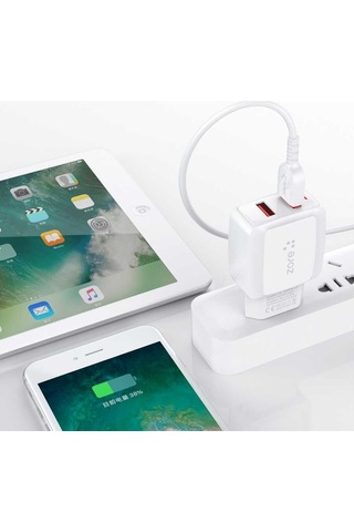Vest Serisi V2 Type-C 2 In 1 2.4A Hızlı Şarj Seti-Beyaz