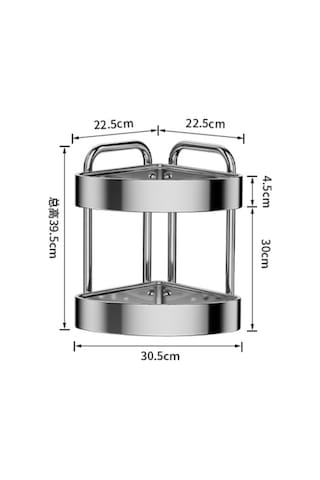 Çift Üçgen Raf - Kalınlaştırılmış Paslanmaz Çelik Mutfak Baharat
