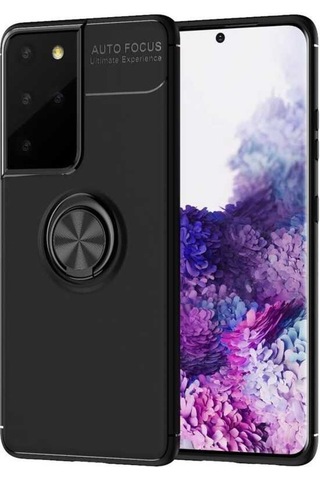 Galaxy S21 Ultra Kılıf Zore Ravel Yüzüklü Silikon Kılıf