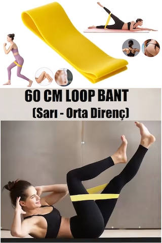 2'li Set Direnç Bandı 60 Cm X-hafif - Orta Pilates Egzersiz Yoga - Mini Loop Band Sarı - Yeşil