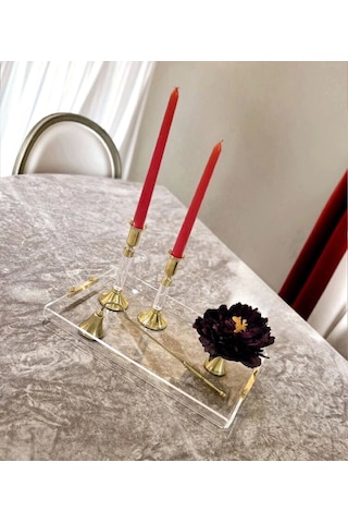 Agbtrend Gold Tray -L- Dekorasyon Ve Sunum Tepsisi Şeffaf