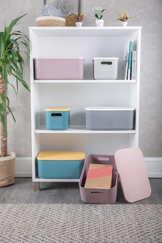 Bayev 3 Adet Storage 13 Lt Mor, Çok Amaçlı Dolap Içi Düzenleyici Kapaklı Kutu Mor
