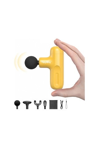 Heychy Mini Derin Doku Masaj Tabancası, Vurmalı Masajlı Mini Seyahat Taşınabilir El Masajı, 4 Ataşman Ve 5 Hız, Erkekler Ve Kadınlar İçin İdeal, Sarı