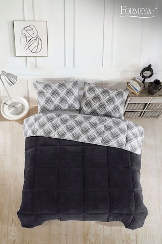 Formeya Siyah Çift Kişilik Wellsoft Yorgan Yastık Kılıflı