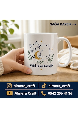 Kişiye Özel Kedi Kupası Patili Ev Arkadaşım Porselen Bardak