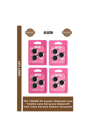 Tec Camon 50 Uyumlu Diamond Lens Telefon Lens Koruyucu Dekoratif Cam Cihaz Koruma Kamera Çerçevesi