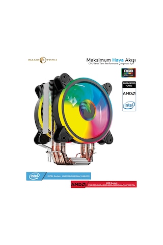 Gametech Hd6.2 Rgb 6 Bakır Boru Kule Tipi Amd Intel İşlemci Fanı