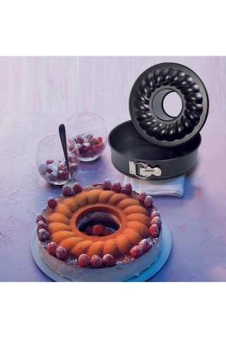 18cm Tüm Airfryer Cihazları İçin İdealdir 2 Li Kelepçeli Yanmaz Yapışmaz Teflon Kek Kalıbı Seti Siyah