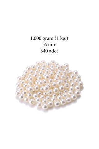 1.000 Gram 1 Kg. 16mm Krem Renk Plastik İnci Boncuk Çanta Ve Ta
