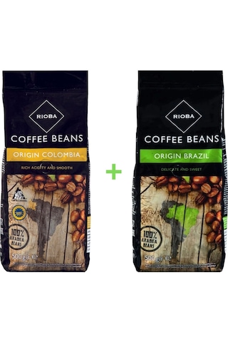 Rioba Çekirdek Kahve - Origin Colombia 500 Gr + Brazil 500 Gr Ekonomik 2 Li Paket Çekirdek Rioba Çekirdek Kahve - Origin Colombia 500 Gr + Brazil 500 Gr Ekonomik 2 Li Paket Çekirdek